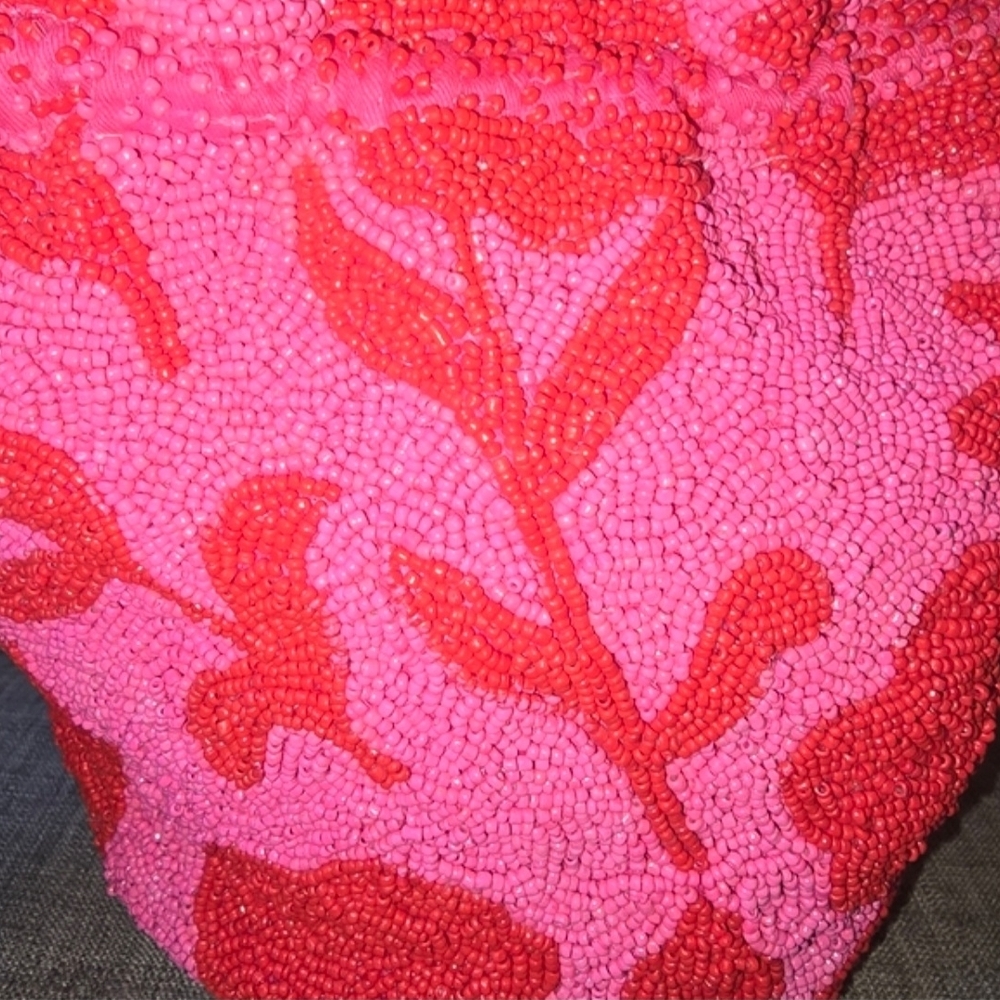 KATE Spade/Target collaboration Vibrant Pink Floral Beaded Hobo Bag - Picture 2 of 5